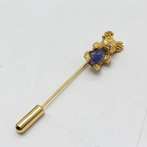 Gold Tone Koala Bear Opal Stick Pin Vintage 2" - Picture 2 of 4
